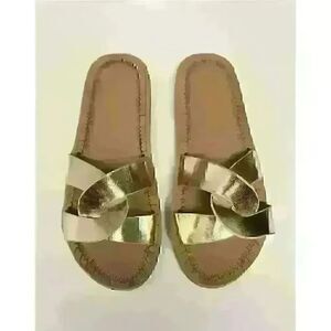 Bamboo Gold Metallic Flat Sandals Size 5.5